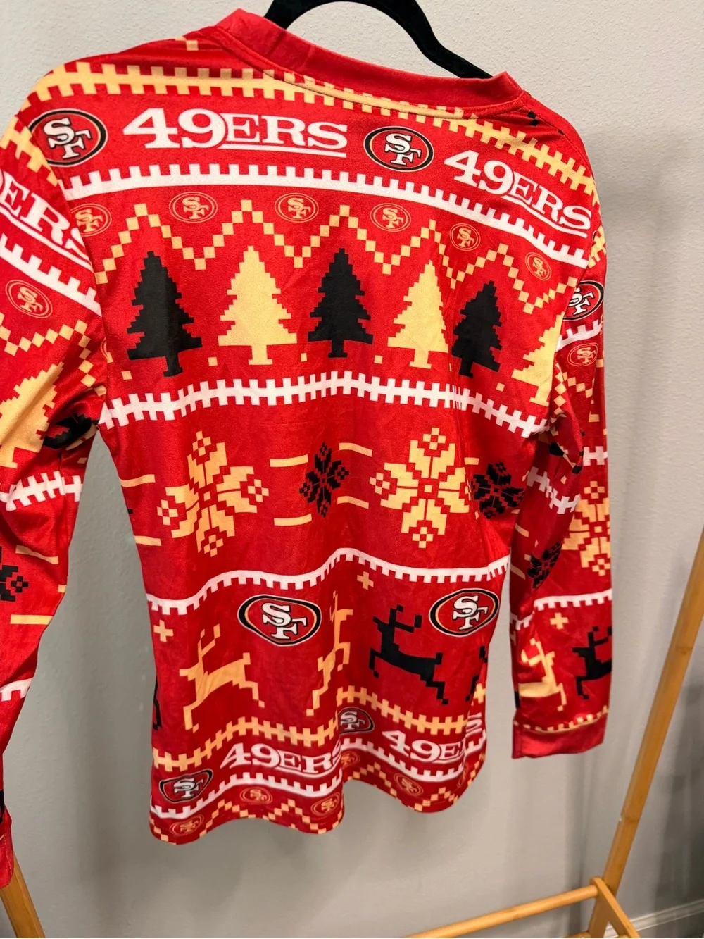 NFL San Francisco 49ers Red and Gold Crewneck Holiday Sweater